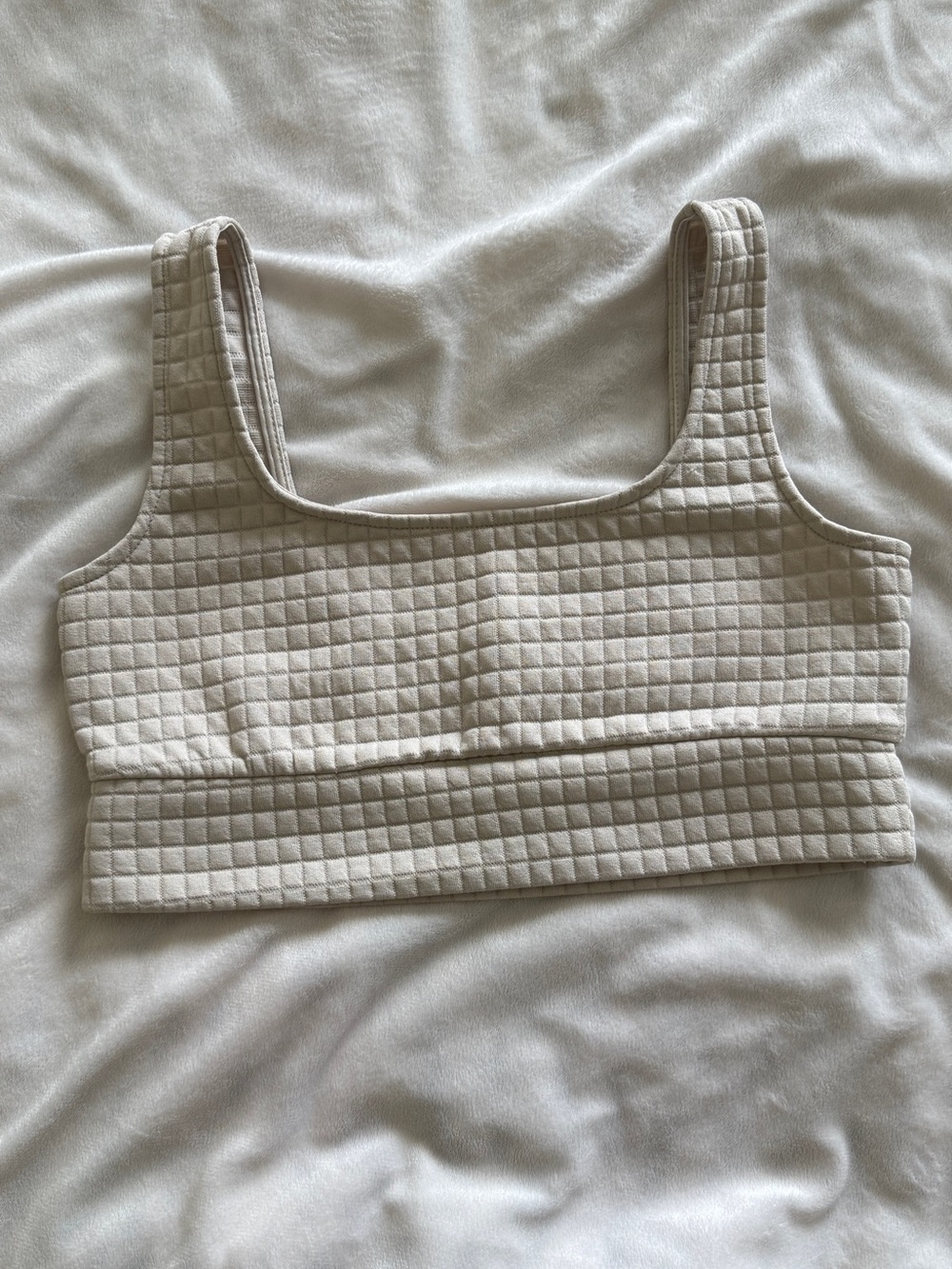 Altar’d State Cream Textured Cropped Tank Top Women’s Size Small